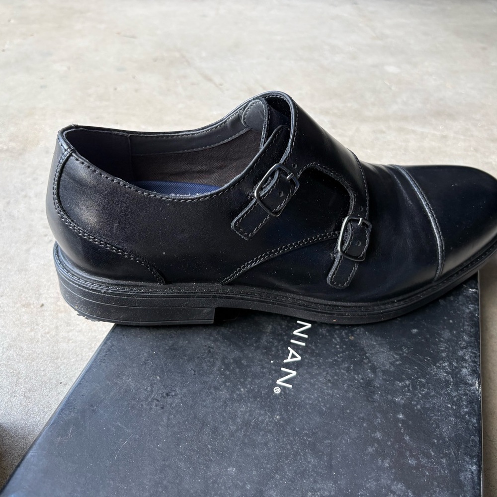 Bostonian Black Leather Double Monk Strap Oxfords